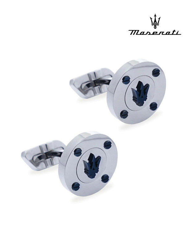 MASERATI J CUFFLINKS IP BLUE SCREWS